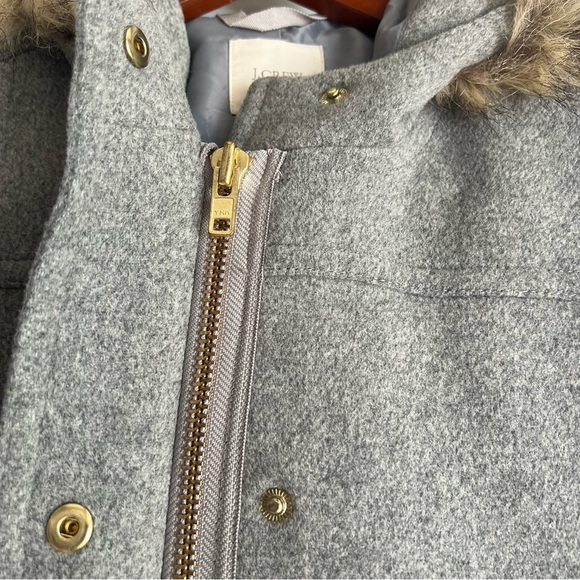 J. Crew Vail Hooded Wool Blend Zip-Up Mid Length Coat in Heather Gray Size 2 - Picture 5 of 9